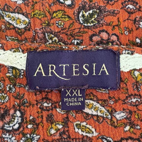 Artesia Rust Blue Boho Tunic / Mini Dress Size XXL Peasant Fall Casual Festival - Picture 8 of 10